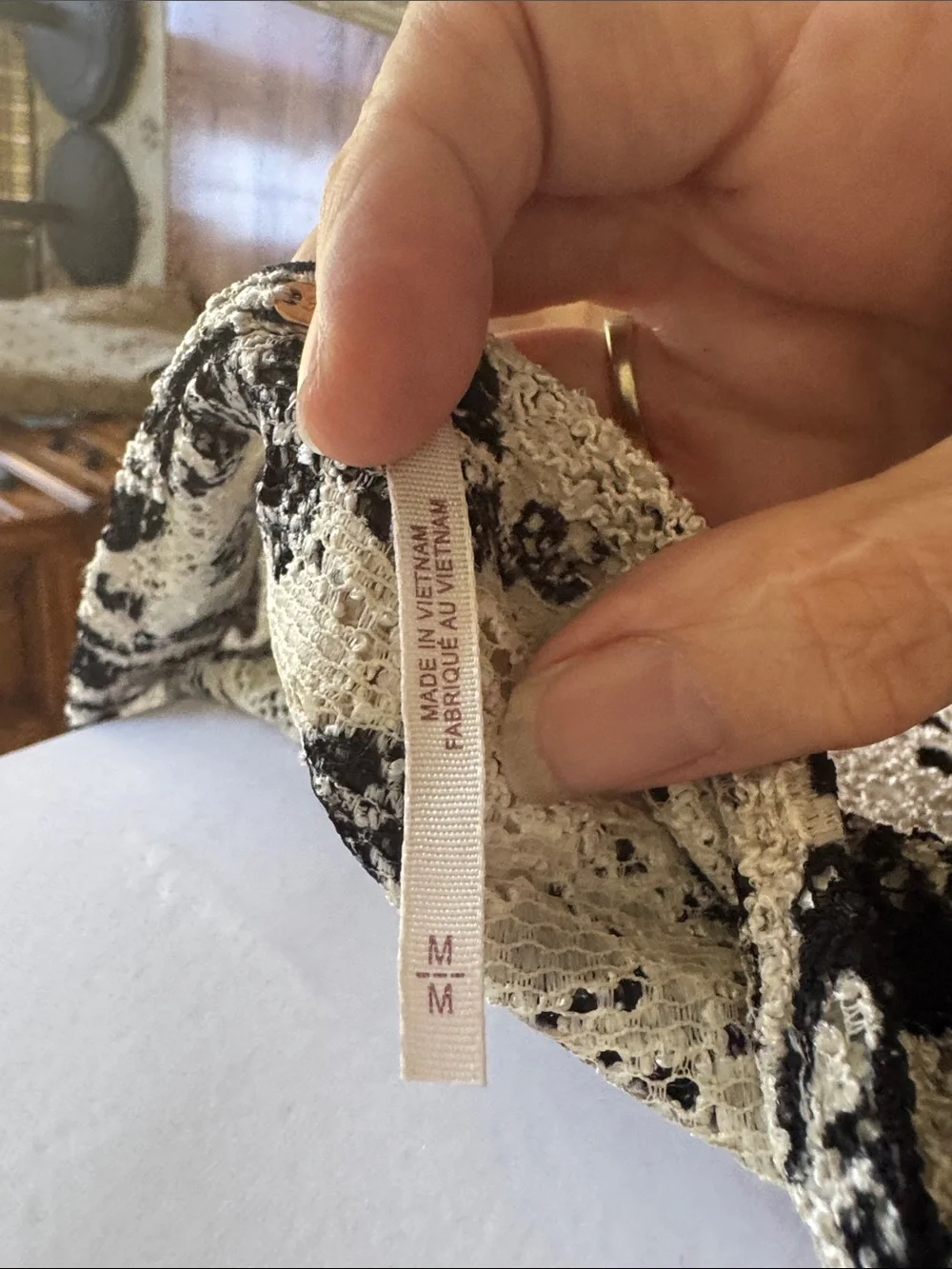 Free People Cream and Black Floral V-Neck Long Sleeve Top. Only worn once.